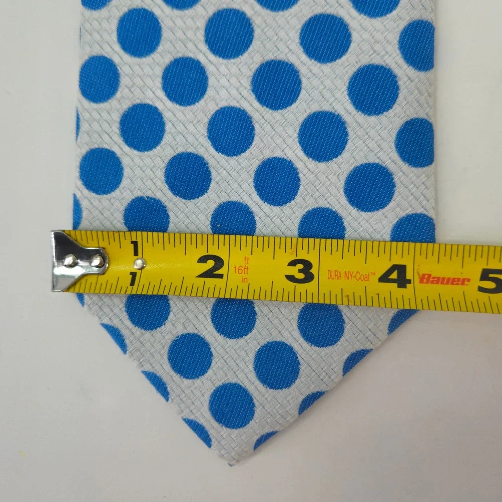 Vibtage 1970s/ 80s Joskes Mens Blue White Polyester knit Polka Dot Necktie *read